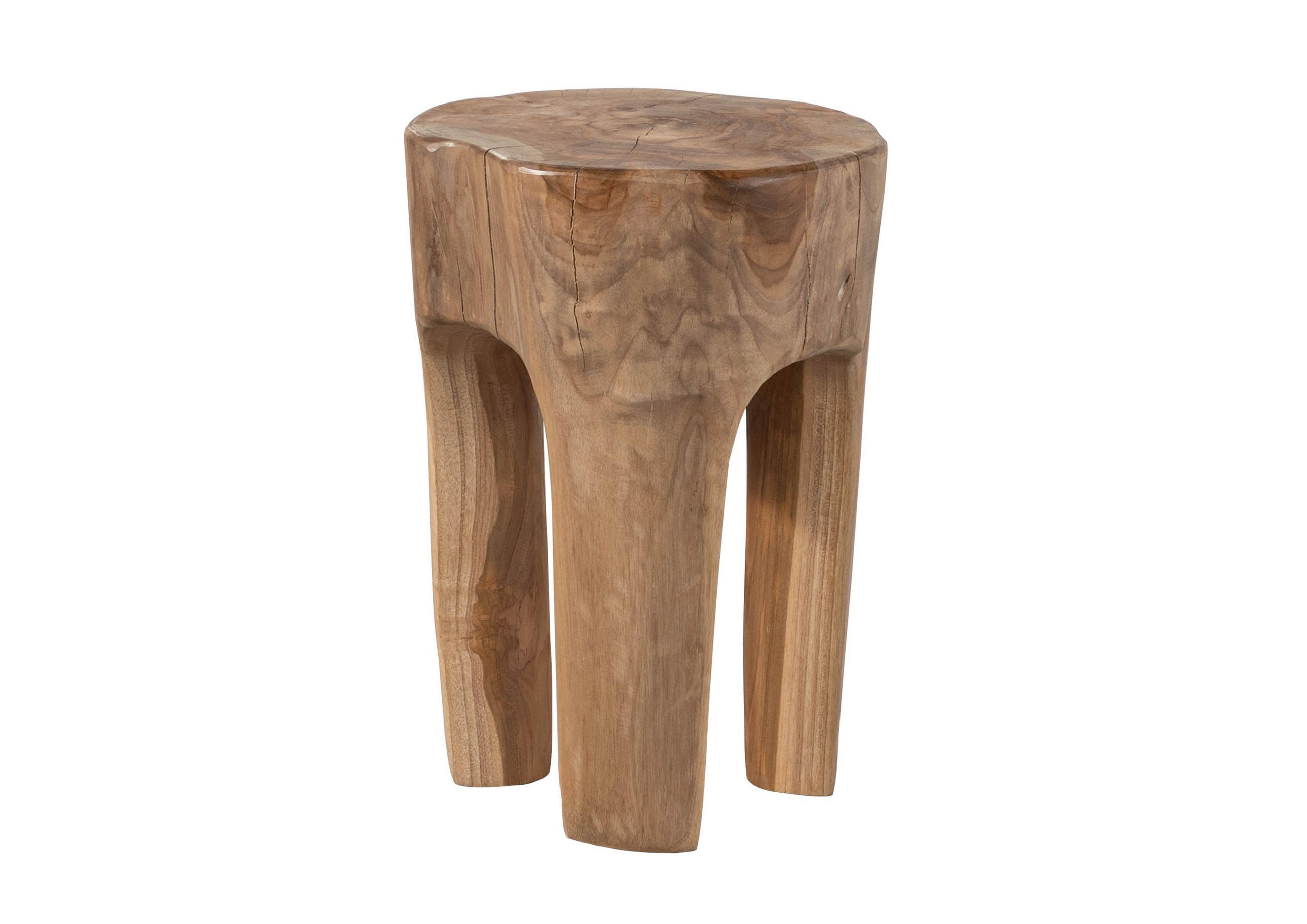 HOCKER Teak Wurzel 30x30x40 natur lackiert UNIKA #154 - Braun, Holz (30/40/30cm) - Massivmoebel24