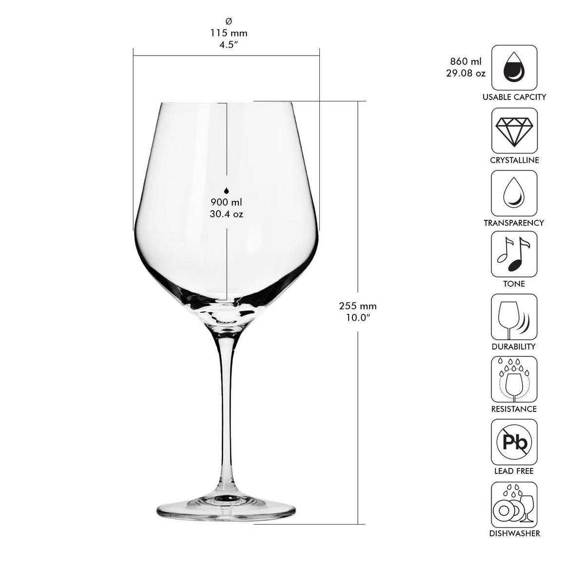 BURGUNDERGLÄSER, ROTWEINGLÄSER, 6er-Set, 900 ml - Transparent, Glas (0.9L) - Krosno Glass