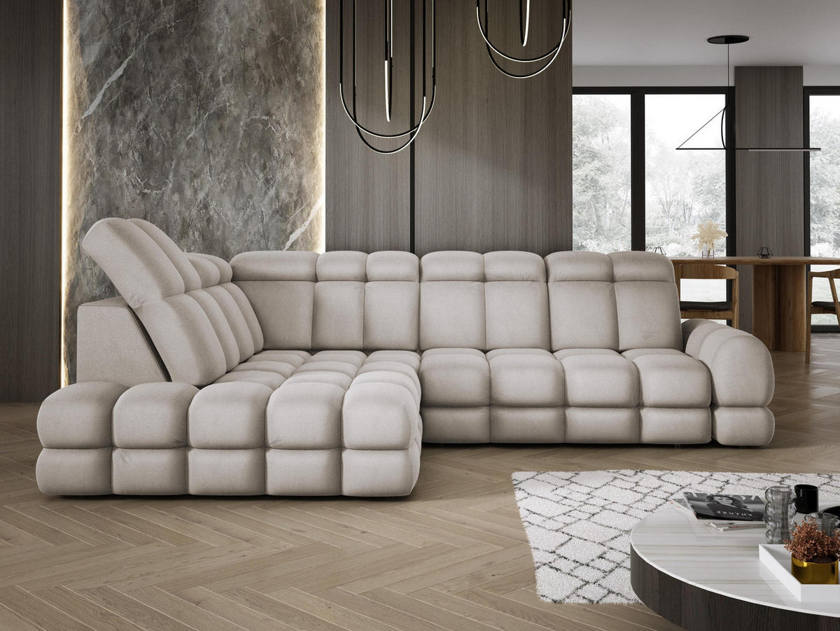 ECKSOFA TOLLO Solar-stoff L-form 302x217x105 cm cappuccino - Cappuccino, Holz/Textil (302/217cm) - DomoHome
