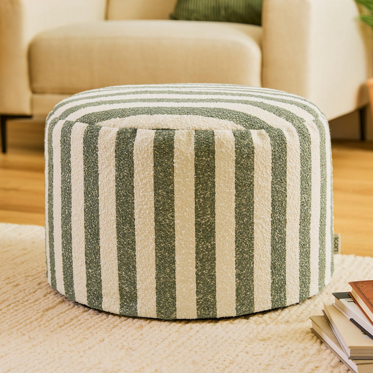 POUF aus Bouclé Milano - Grün, Textil (55/35/55cm) - icon