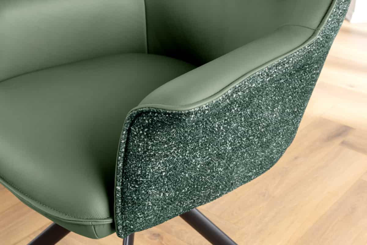 STUHL UNIQUE Chenille Grün 85 cm - Schwarz/Grün, Kunststoff/Textil (66/87/68cm) - riess-ambiente