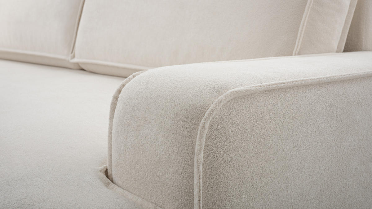 BETTSOFA SOLO Beige Bucle-Stoff mit Schlaffunktion - Beige, Textil (110/94/248cm) - MASSENO