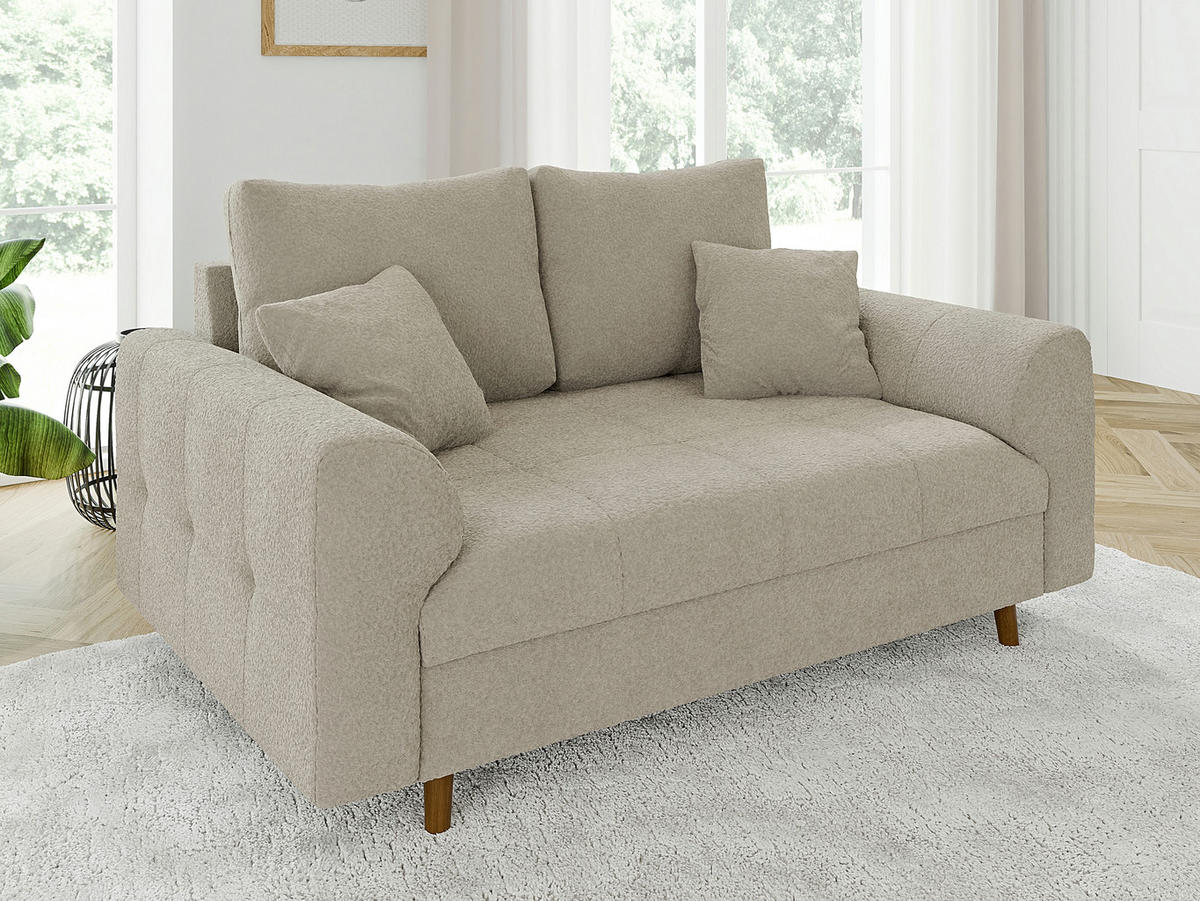 2-SITZER-SOFA Henrik Beige Boucle - Beige/Braun, Holz/Textil (150/81/93cm) - S-Style Möbel