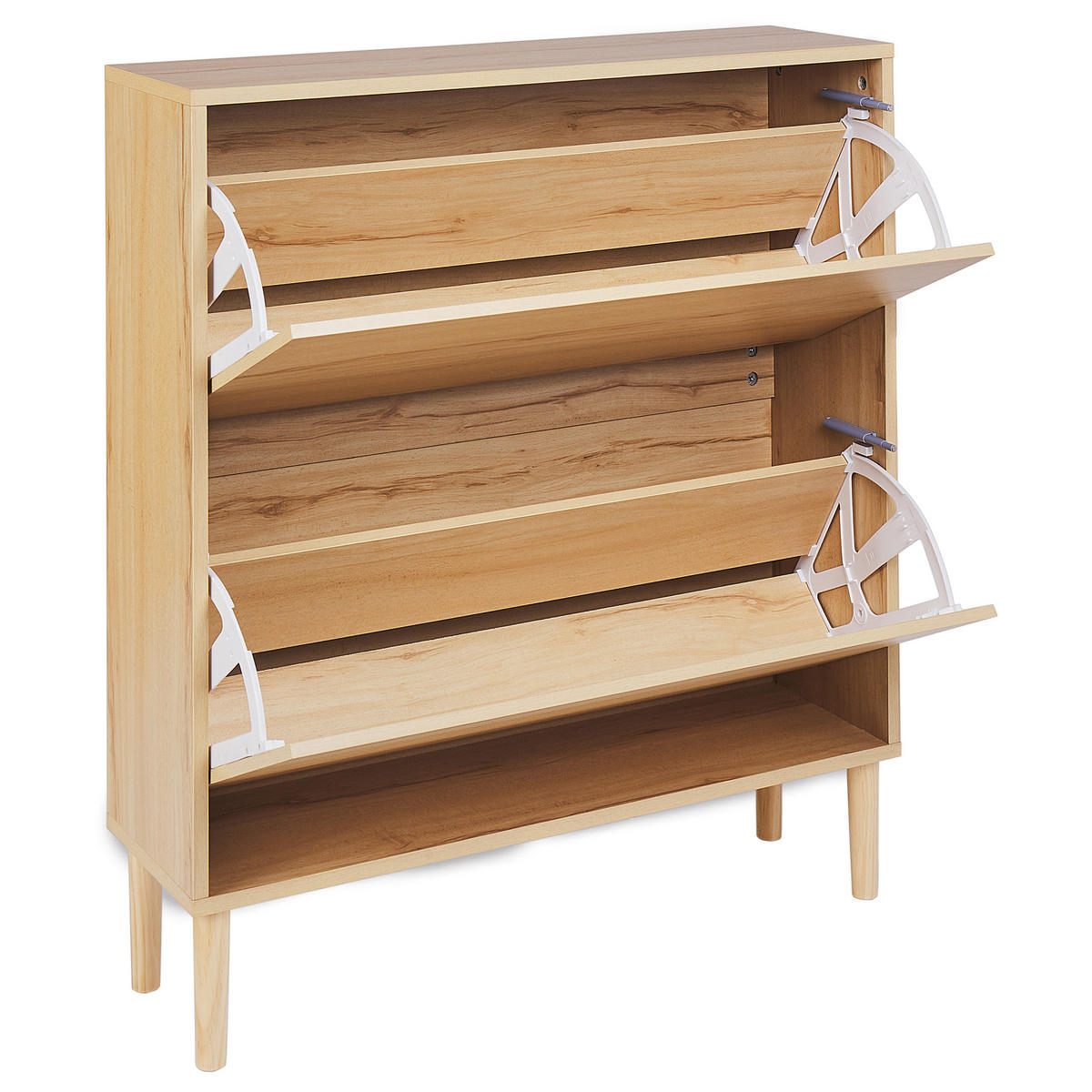 SCHUHSCHRANK Heller Holzfarbton Norris - Hellbraun, Holzwerkstoff (80/90/24cm) - Beliani