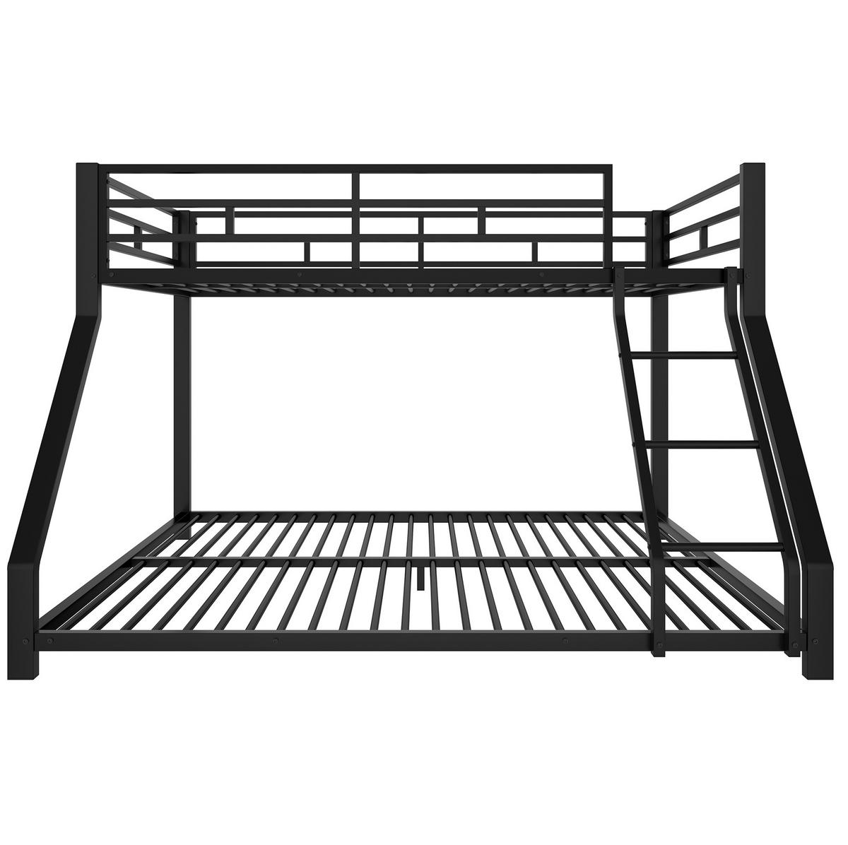 ETAGENBETT 90x200/140x200 cm in Schwarz – Metall, mit Treppe und Geländer - Schwarz, Metall (90/200cm) - Modenvie