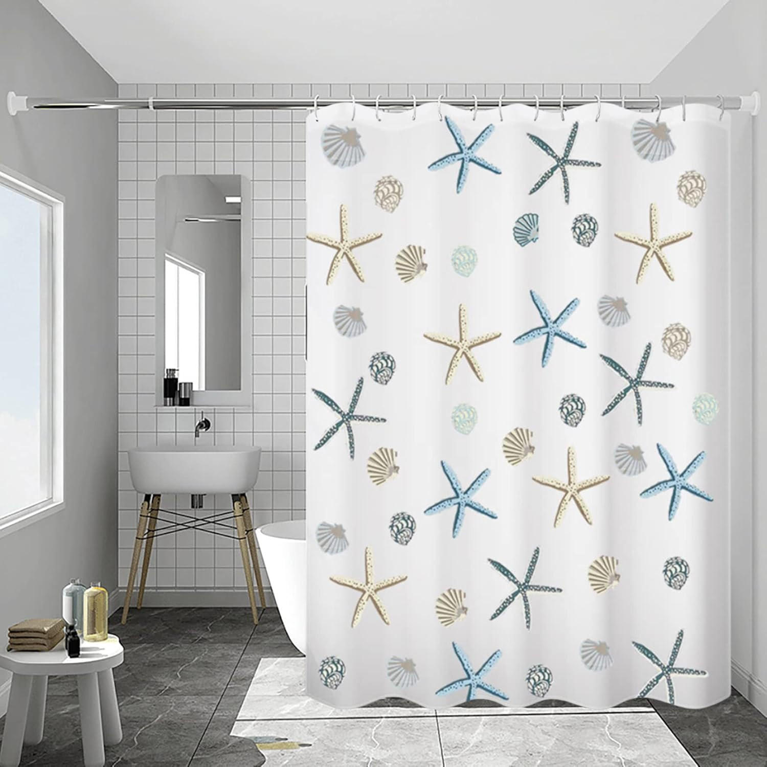 DUSCHVORHANG Seestern PEVA 150 x 180 cm wasserdicht mit Haken ideal für Familien-Badezimmer - Multicolor, Kunststoff (180/150cm) - MCBOSON