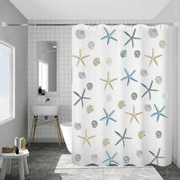 DUSCHVORHANG Seestern PEVA 150 x 180 cm wasserdicht mit Haken ideal für Familien-Badezimmer - Multicolor, Kunststoff (180/150cm) - MCBOSON