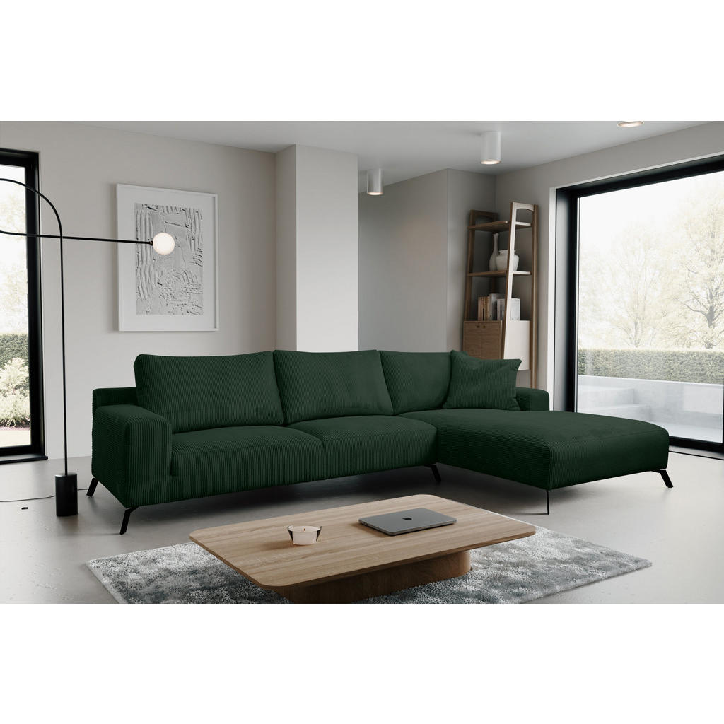 Thumbnail - Venasi Möbel Ecksofa, Grün, Textil, 3-Sitzer, L-Form, Ottomane rechts, 312x187 cm, Wohnzimmer, Sofas & Couches, Wohnland...