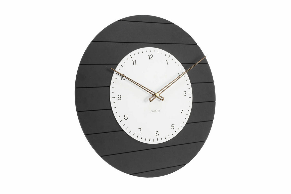 WANDUHR Design Schwarz-Weiß 50/50 cm - Schwarz, Holzwerkstoff (50/50/1cm) - ONZENO