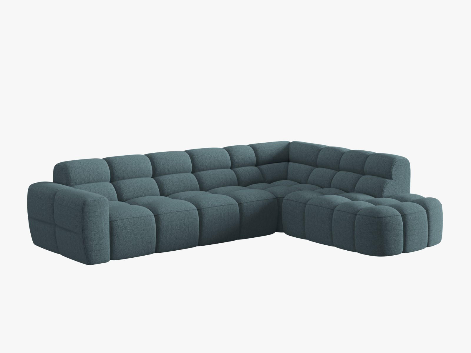 ECKSOFA rechts Lisa aus strukturiertem Stoff hellblau 5 Sitzplätze - Hellblau, Textil (234/293cm) - Micadoni