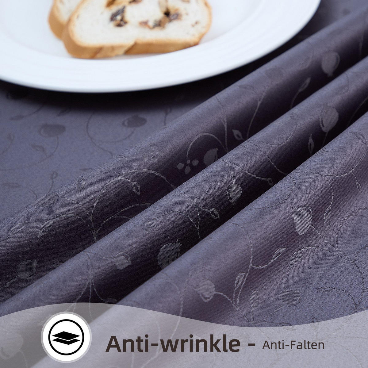 TISCHDECKE Abwaschbar Ornamente Rechteckig 130 x 220 cm Tischtuch Tafeldecke Kratzfest aus Polyester, Dunkelgrau - Dunkelgrau, Textil (130/220cm)