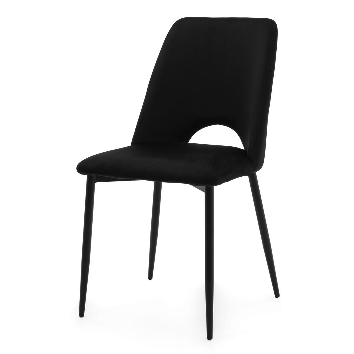 STUHL ORO gepolsterter mit Steppung - schwarz - Samt Velour - Schwarz, Textil/Metall (47/91/55cm) - NEW HOME