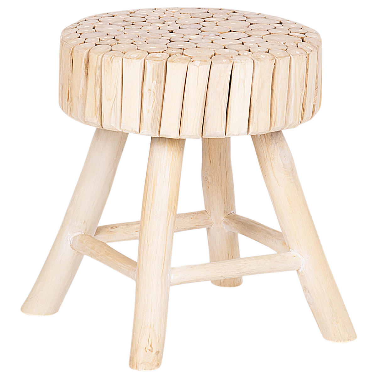NACHTTISCH Teakholz hellbraun 35 cm Nampa - Hellbraun, Holz (35/40/35cm) - Beliani