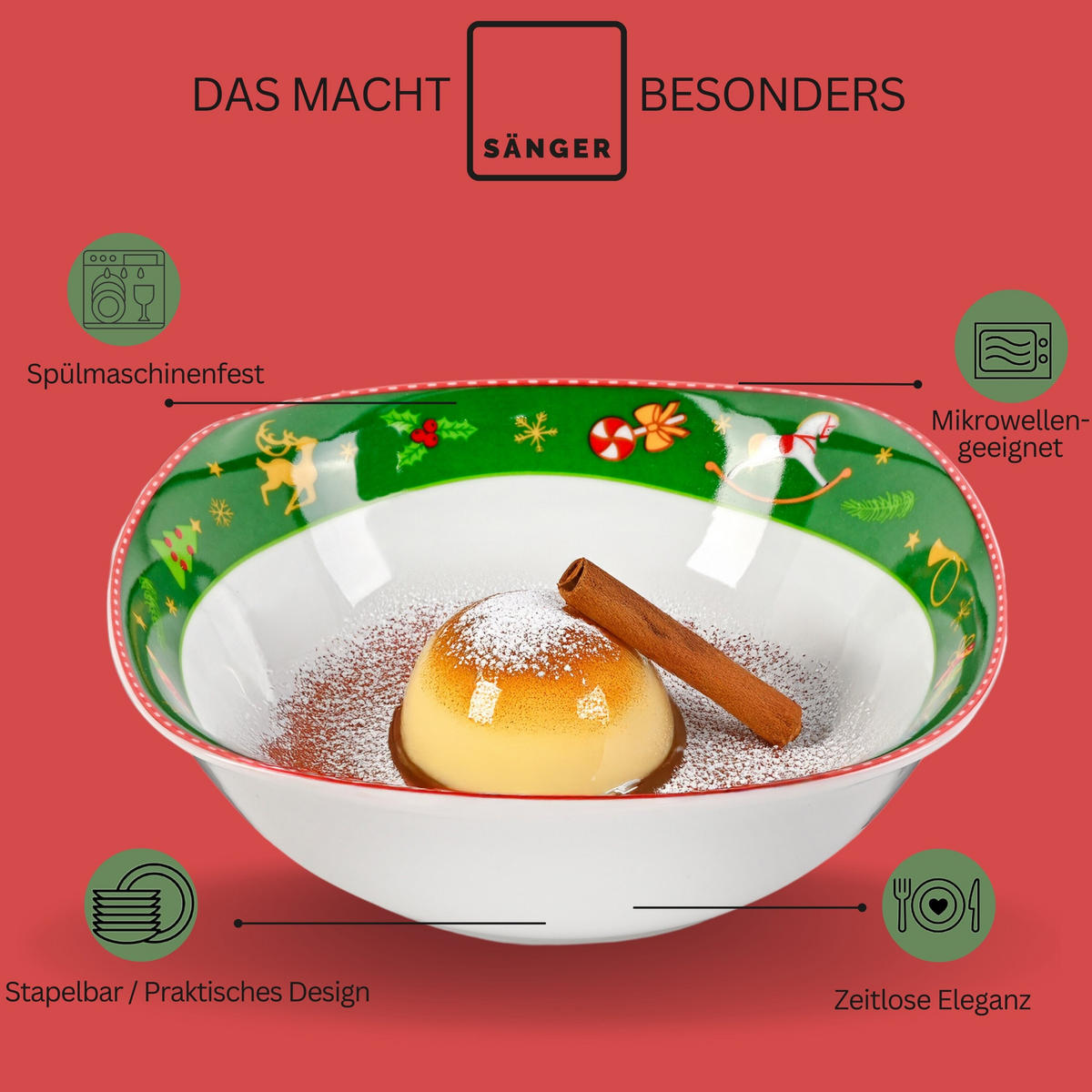 MÜSLISCHALEN SET BILGOLA NUSSKNACKER DESIGN - 6 teilig aus Porzellan - Weiß, Keramik (34cm) - Sänger