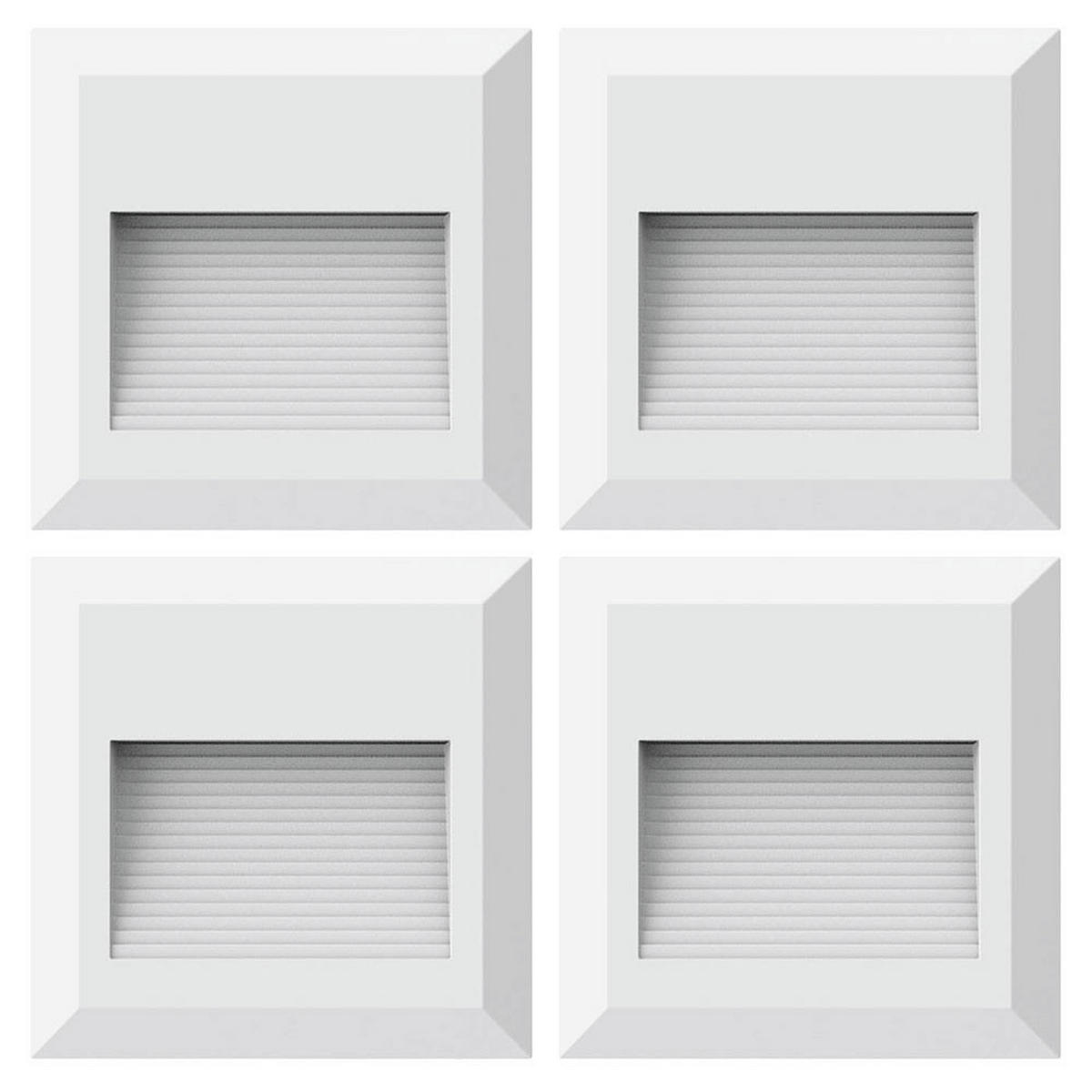 LED AUSSEN-WANDLEUCHTE Kunststoff Weiß 4er Set - Weiß, Kunststoff (12.4/12.4/2.7cm)