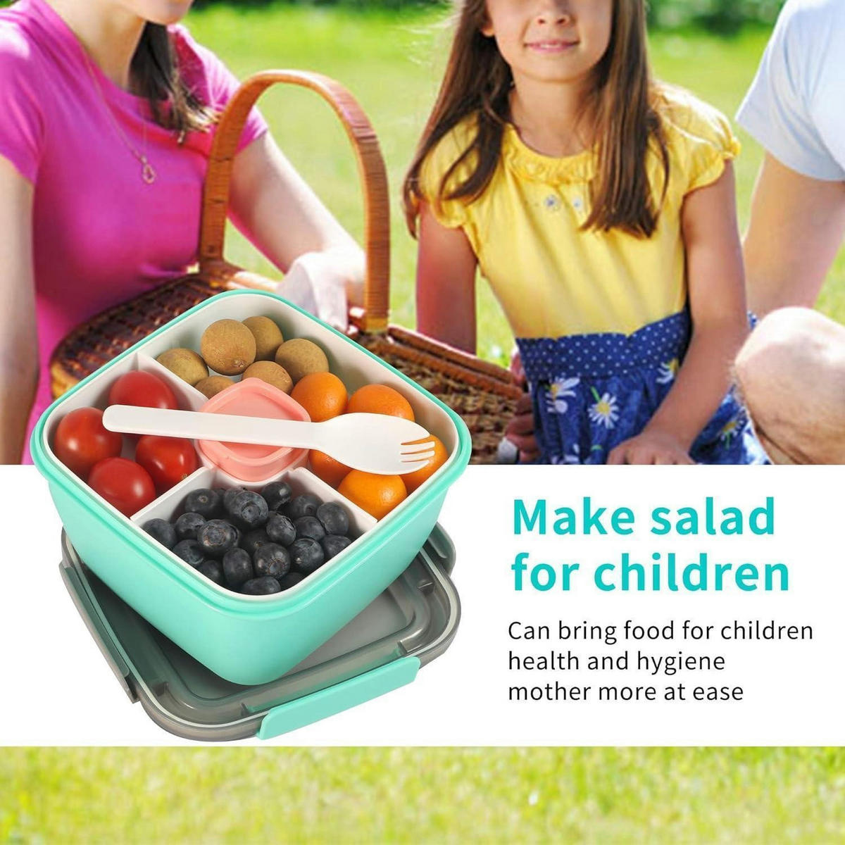 LUNCHBOX 1500 ml 3 Fächer Dunkelgrün - Grün, Kunststoff (17/9.6/17cm)
