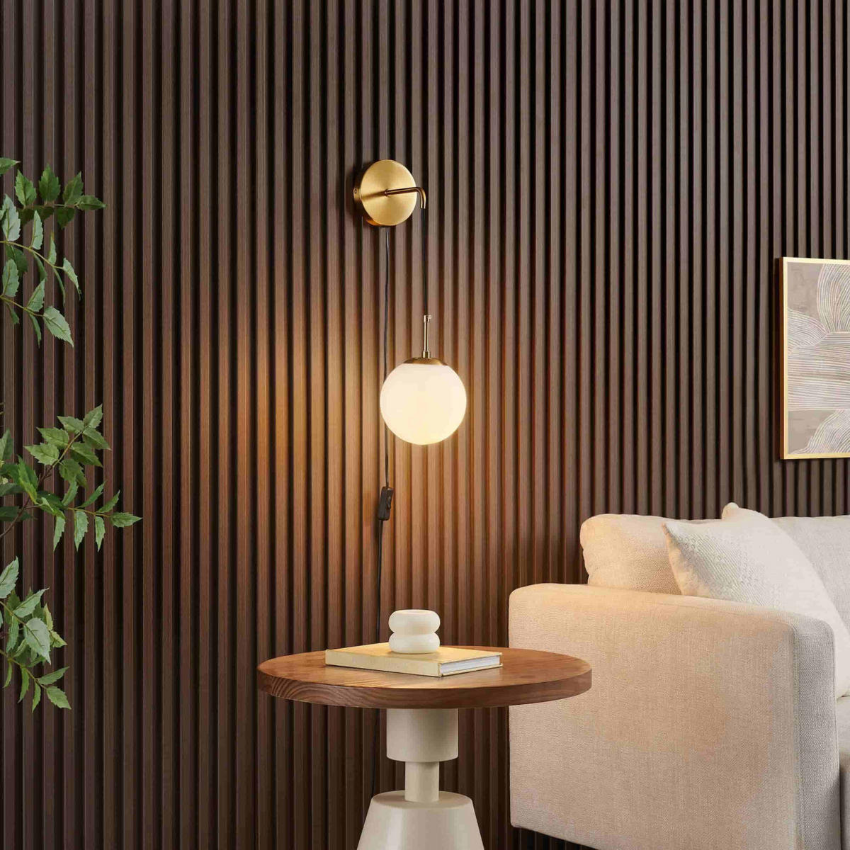 WANDLEUCHTE Robyn, Messing und Weiß, 60cm - Messingfarben, Glas (15/60/23cm) - KOSILUM