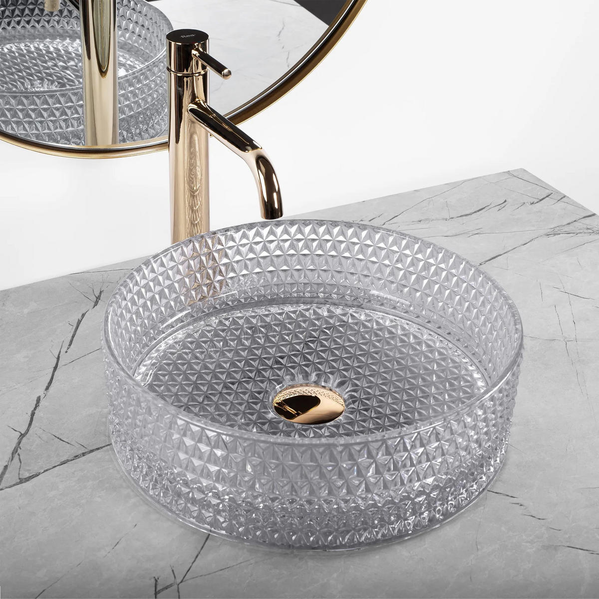 AUFSATZWASCHBECKEN Rea Cristal Light Grey - Grau, Keramik (35.5/11.5/35.5cm) - REA
