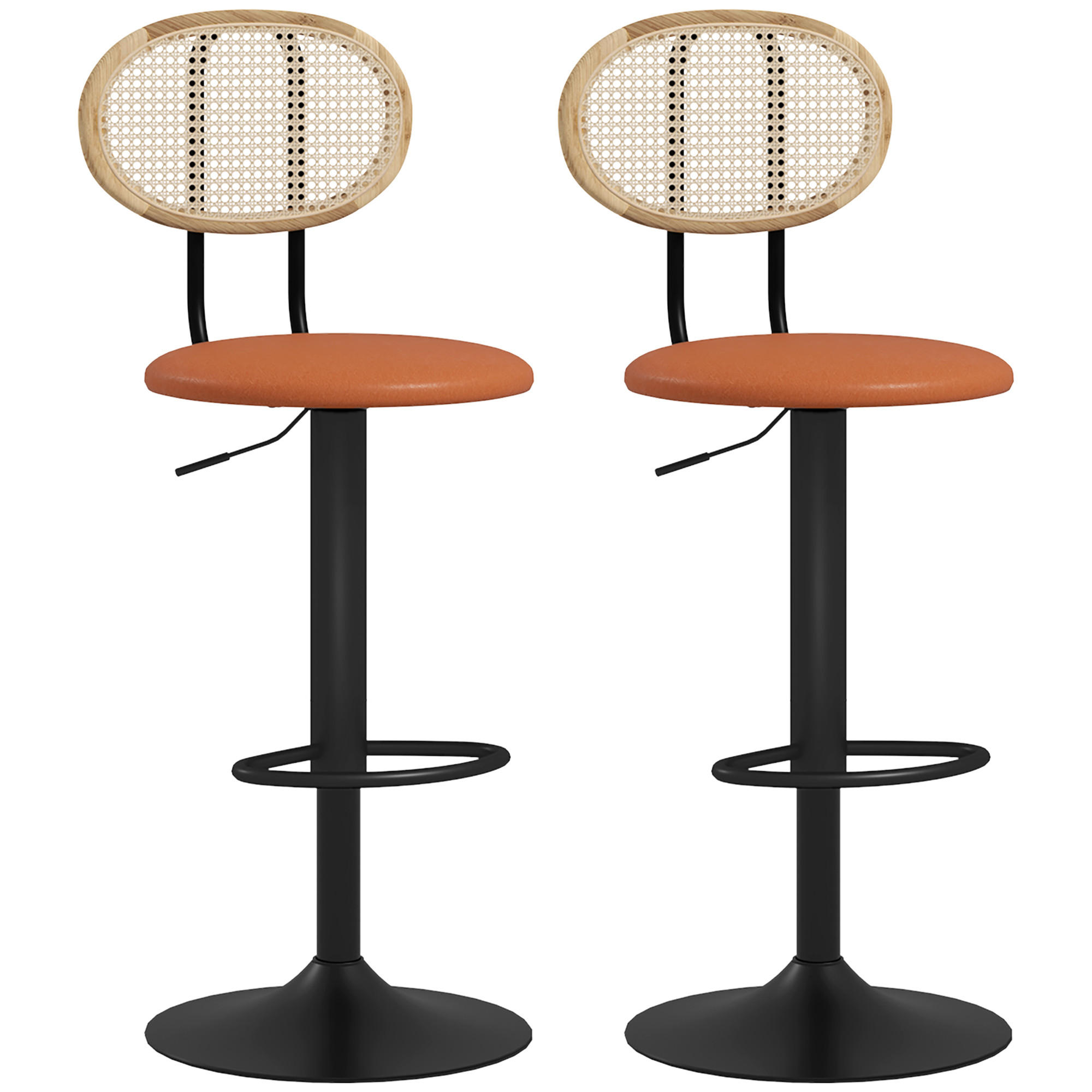 BARHOCKER 2er-Set DE-14747 höhenverstellbar & schwenkbar mit Fußstütze Braun - Braun, Metall (52/113.5/40.5cm) - ComfortXL