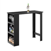 BARTISCH mit 3 Ablageflächen, Schwarz 112x106x57 cm - Schwarz, Holzwerkstoff (57/112/106cm) - SoBuy