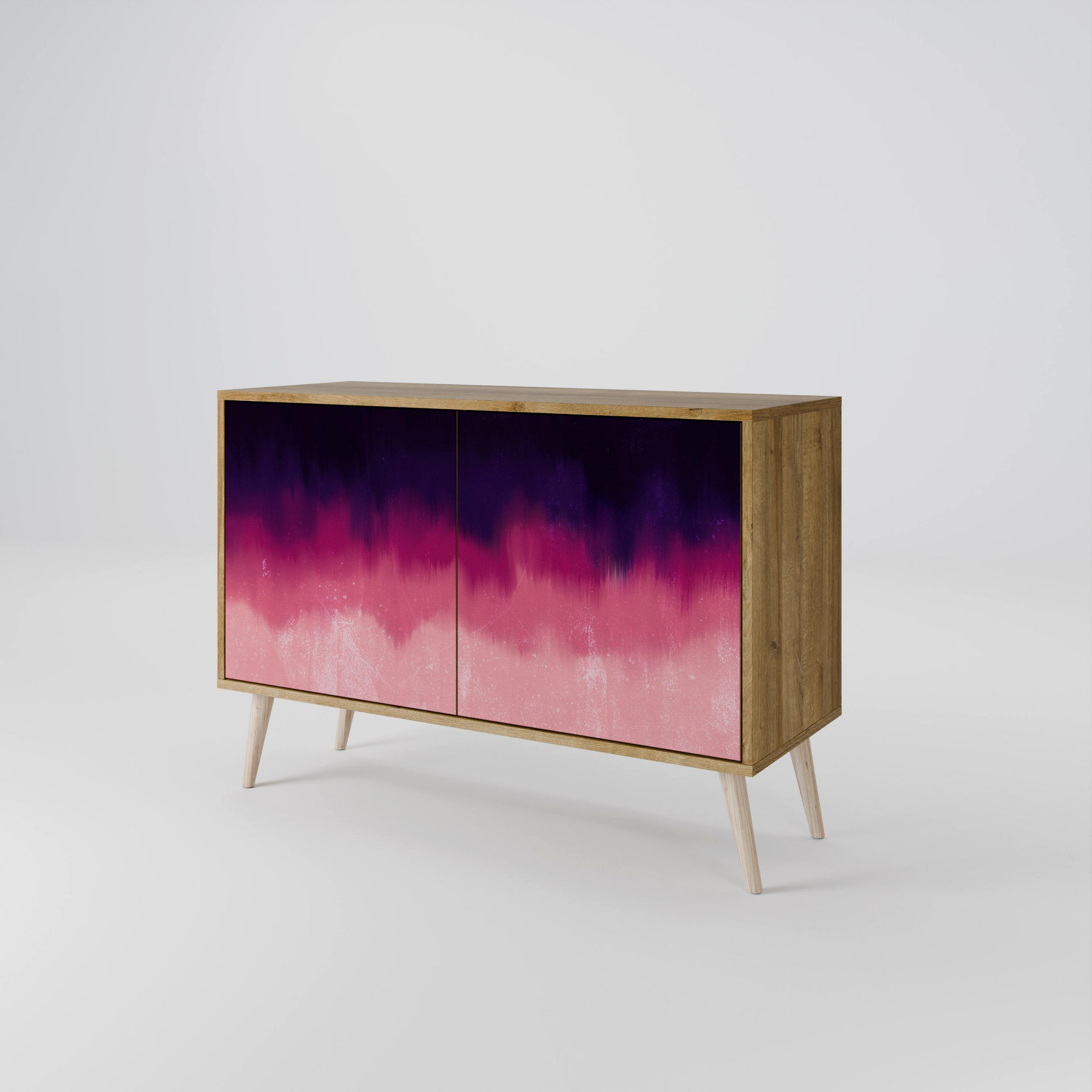 SIDEBOARD AURORA BOREALIS, Eicheneffekt, 111x42x77,5 cm, 2 Türen - Eichefarben/Buchefarben, Holzwerkstoff/Buchenholz (111/77.5/42cm) - SpaceRebels