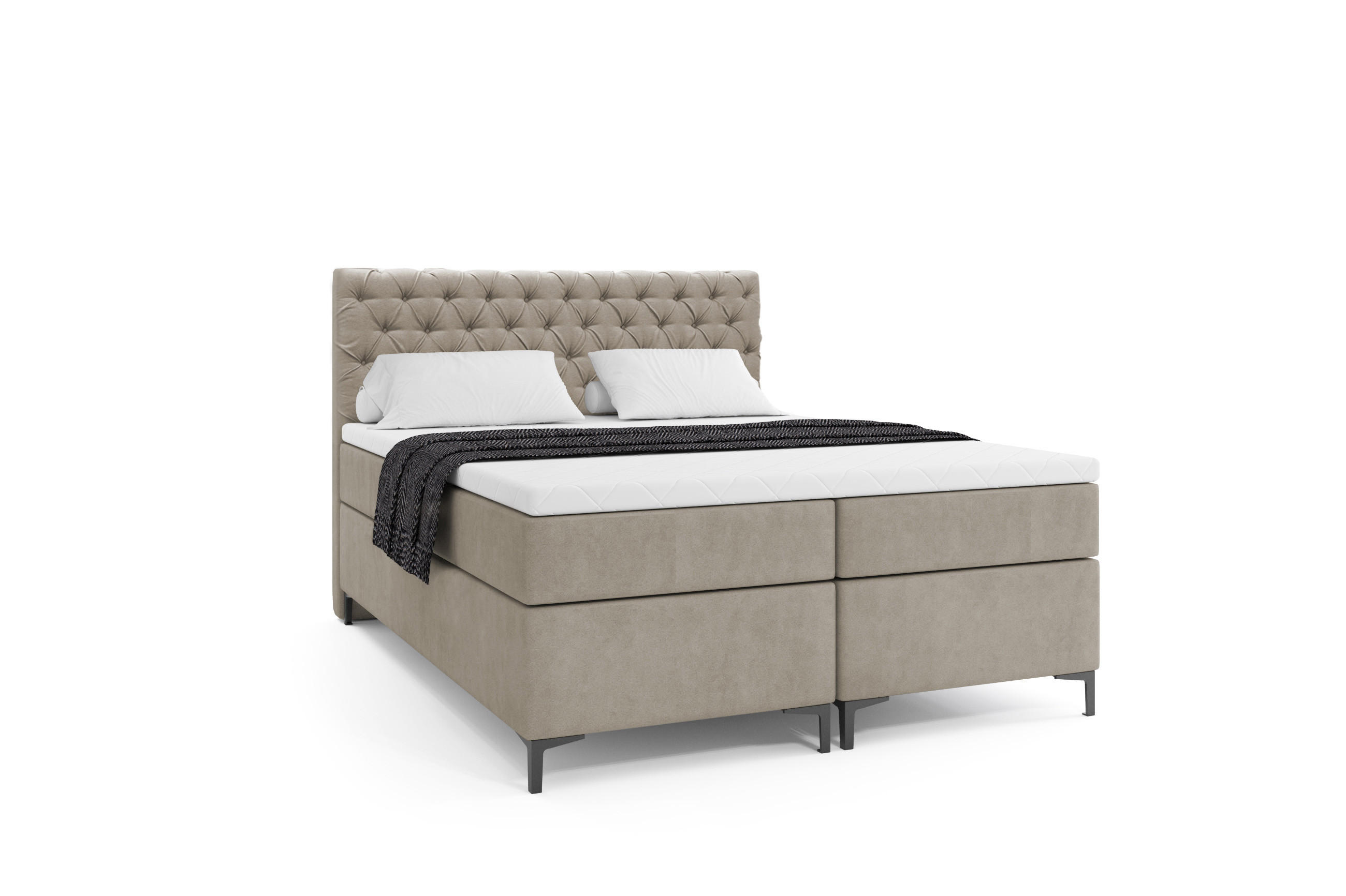 BOXBETT CHESTERFIELD PLUS 140 x 200 Beige - Beige, Textil/Metall (140/200cm) - VLR BEDS