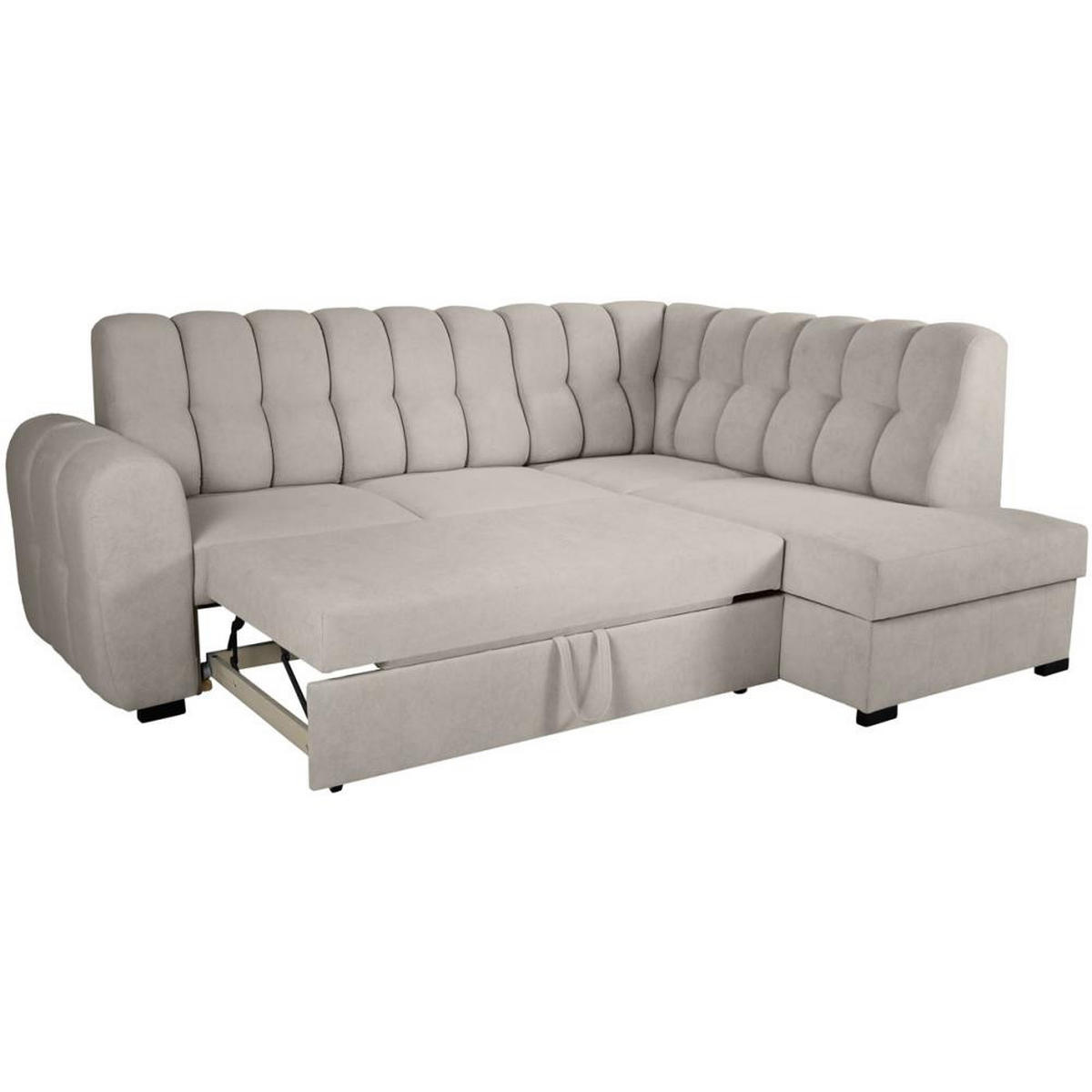 ECKSCHLAFSOFA Zoja rechts cappuccino - Schwarz/Cappuccino, Textil (261/193cm) - Beautysofa