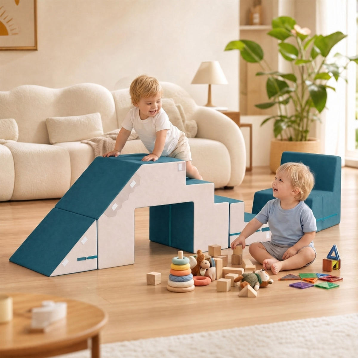 KONSTRUKTIONSSPIELZEUG Bausteine Blau - Blau, Kunststoff (39/44/131cm) - Korfee
