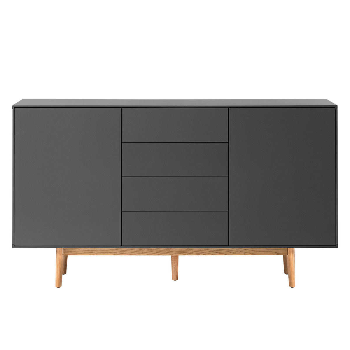 SIDEBOARD - Breite 160 cm - Eichefarben/Grau, Eichenholz/Holz (160/90/40cm) - home24