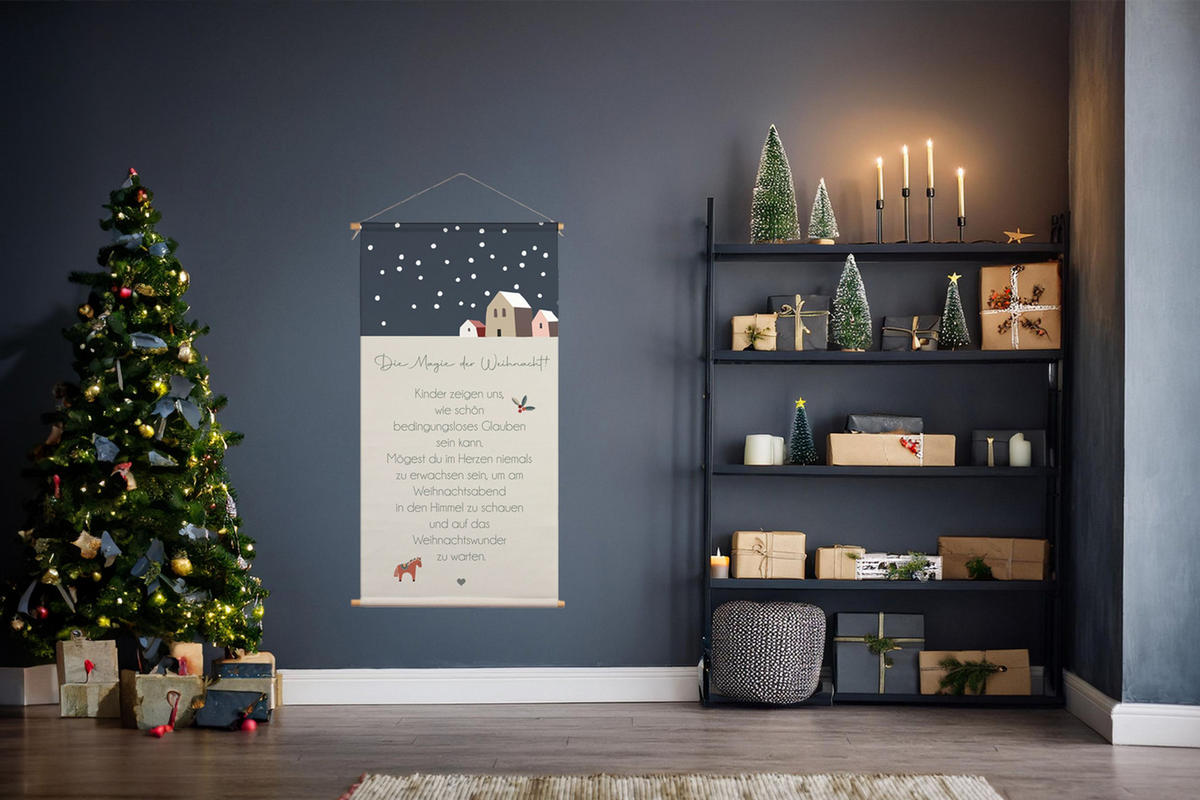 POSTER aus Stoff 60x120 cm Weihnachtsspruch - Beige, Textil (60/120/2cm) - artissimo