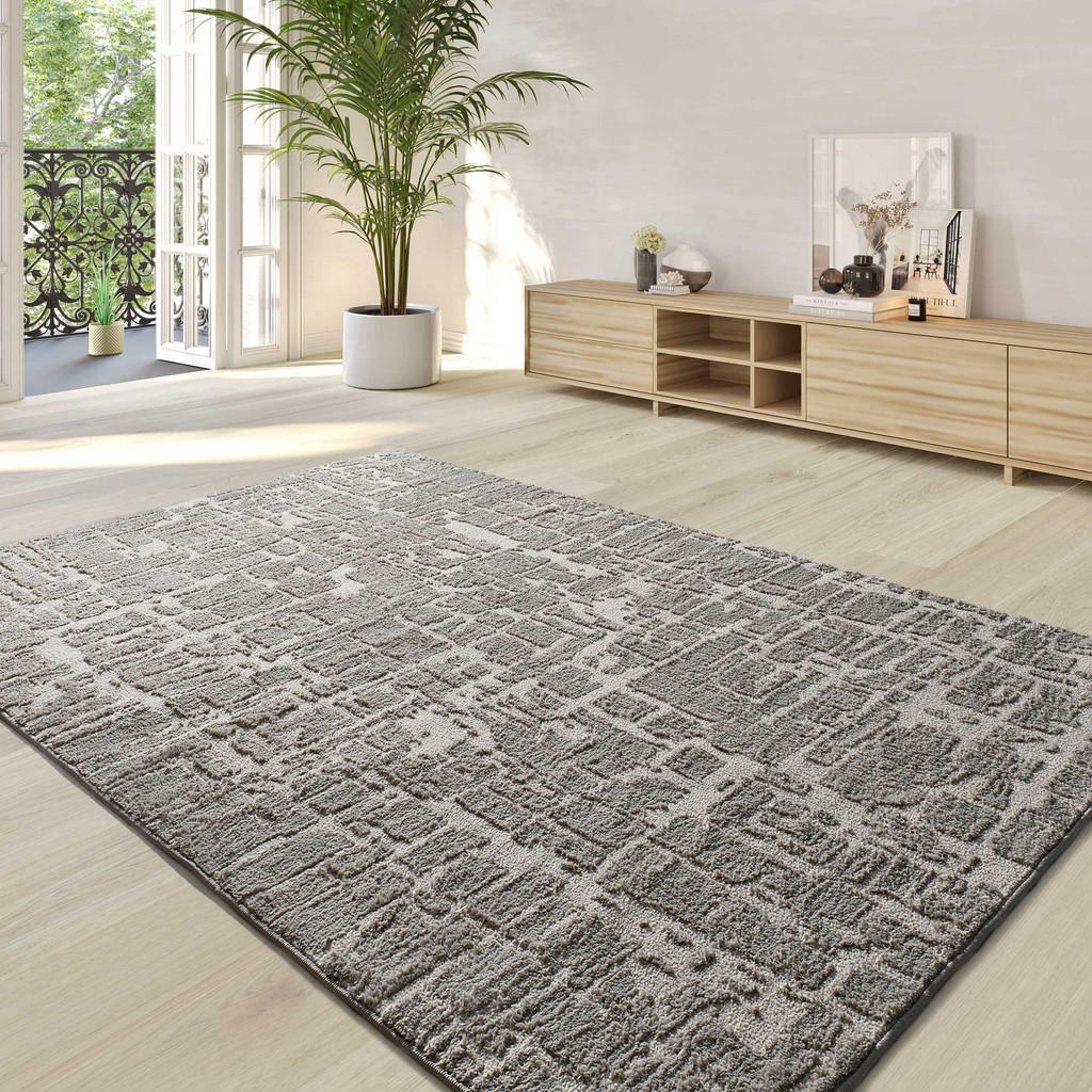 Thumbnail - Atticgo Hochflorteppich, Silber, Textil, Abstrakt, Rechteckig, 140x200 cm, Oeko-Tex® Standard 100, in verschiedenen Größ...