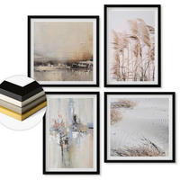 WANDBILDER 4er-Set - 50x50 cm & 40x60 cm Schwarzer Rahmen - Abstrakte Vegetationsmuster - Schwarz, Kunststoff (50/50cm) - ArtPrintCave