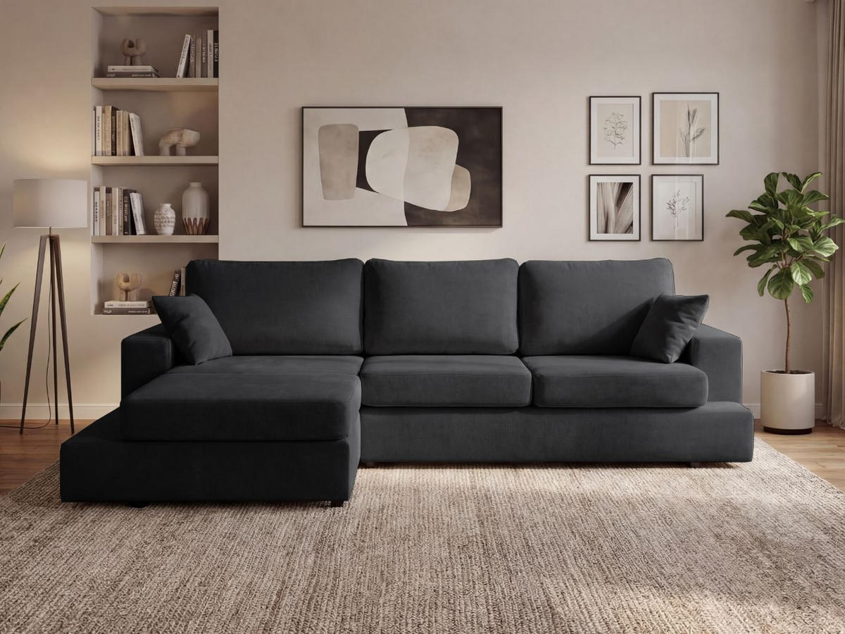 ECKSOFA Nesto Schwarz Links - Schwarz, Holz/Textil (260/165cm) - Graingold