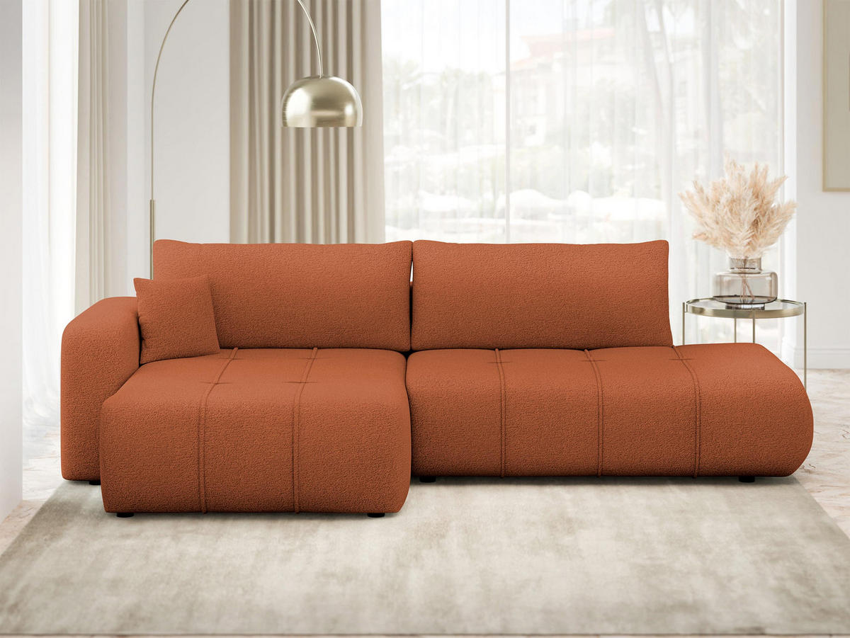 ECKSOFA Furyn O, Seite: Links - Schwarz/Bronzefarben, Holzwerkstoff/Kunststoff (262/145cm) - MIRJAN24