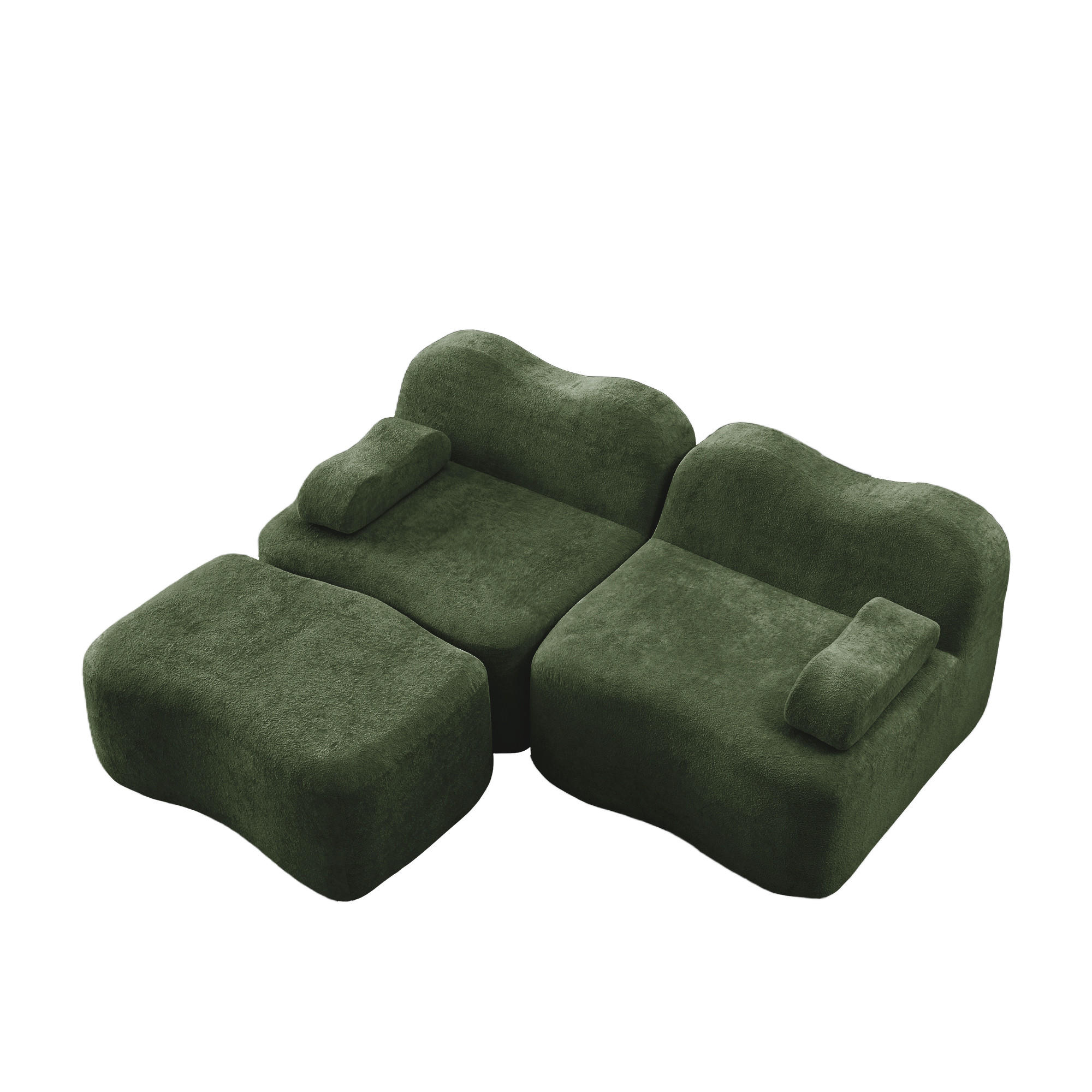 ECKSOFA DE-34348 2-Sitzer mit Wellenform Grün - Grün, Textil (167/192cm) - ComfortXL