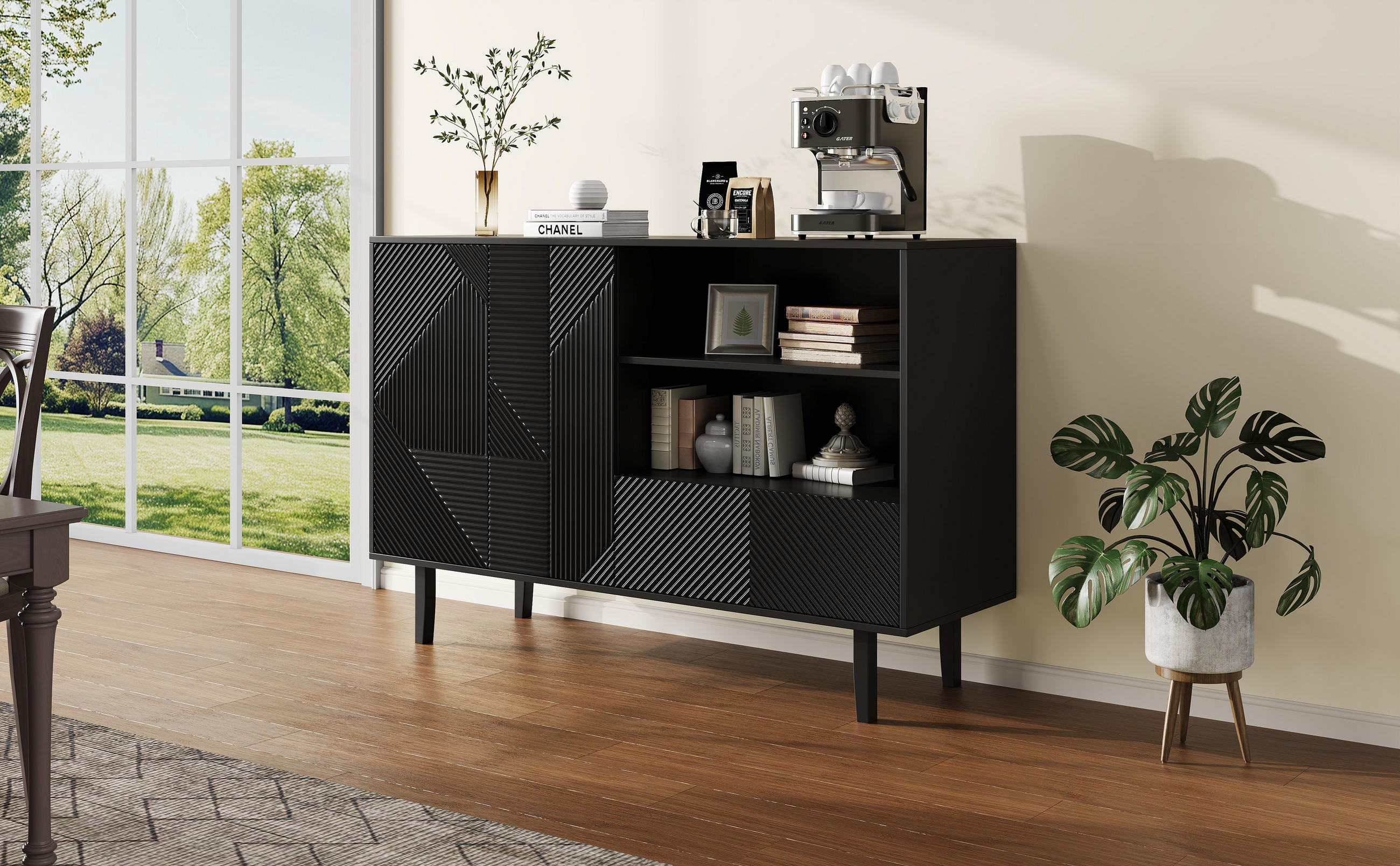 SIDEBOARD Schwarz 125/40/86 cm - Schwarz, Holzwerkstoff (40/86/125cm) - Urban Meuble
