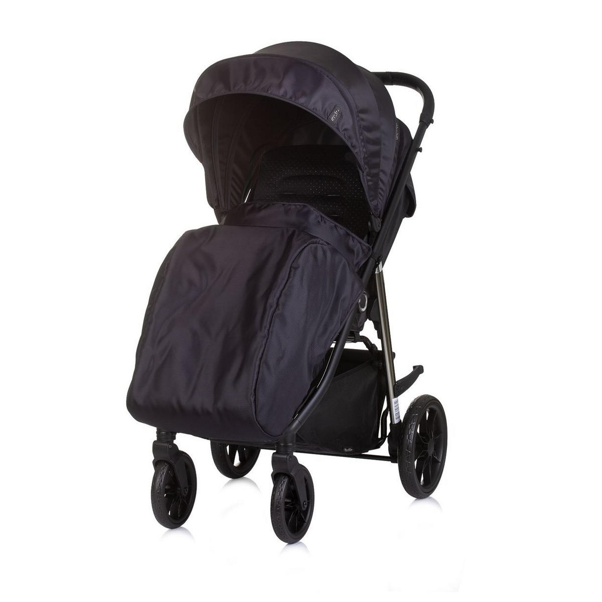 KINDERWAGEN Insta schwarz Fußabdeckung, Federung, Korb, Gurt, klappbar - Schwarz, Metall (87/53/105cm) - Chipolino