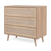 SCHUBLADENKOMMODE Eiche Sonoma, Bast-Dekor 80 cm, Kommode skandinavisch - Eichefarben, Holz/Holzwerkstoff (80/80/40cm) - Furn.Design