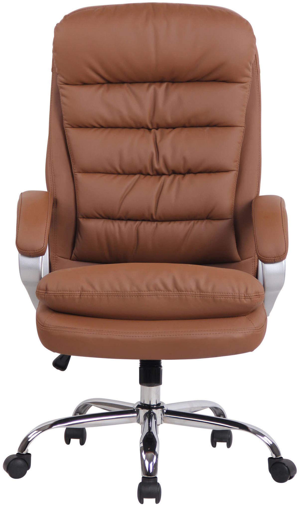 CHEFSESSEL Lederlook hellbraun - Chromfarben/Hellbraun, Textil/Metall (68/116/77cm) - CLP