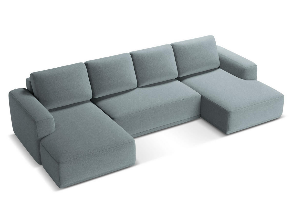 WOHNLANDSCHAFT Chenille Stoff Blau - Blau/Blaugrau, Kunststoff/Textil (333/91/160cm) - Makamii