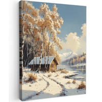 LEINWANDBILD Winter - Schnee - Zuhause - Natur 30x40 cm - Hellbraun, Textil (30/40cm) - MuchoWow