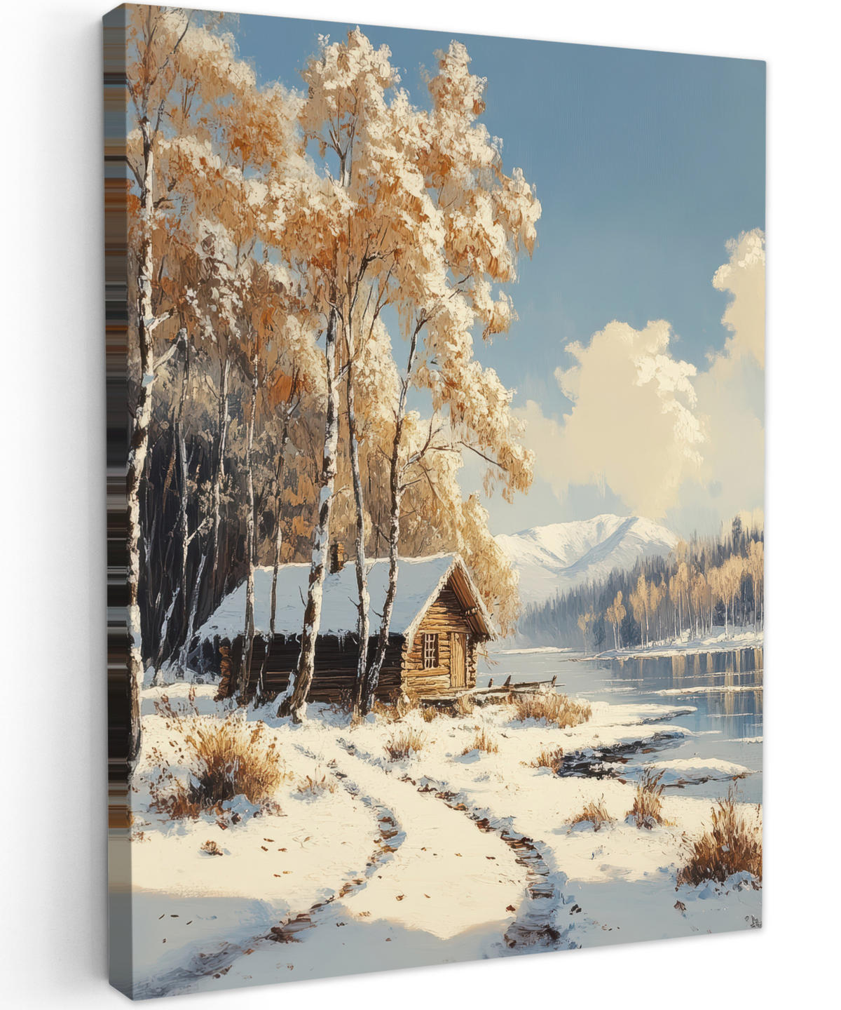 LEINWANDBILD Winter - Schnee - Zuhause - Natur 30x40 cm - Hellbraun, Textil (30/40cm) - MuchoWow