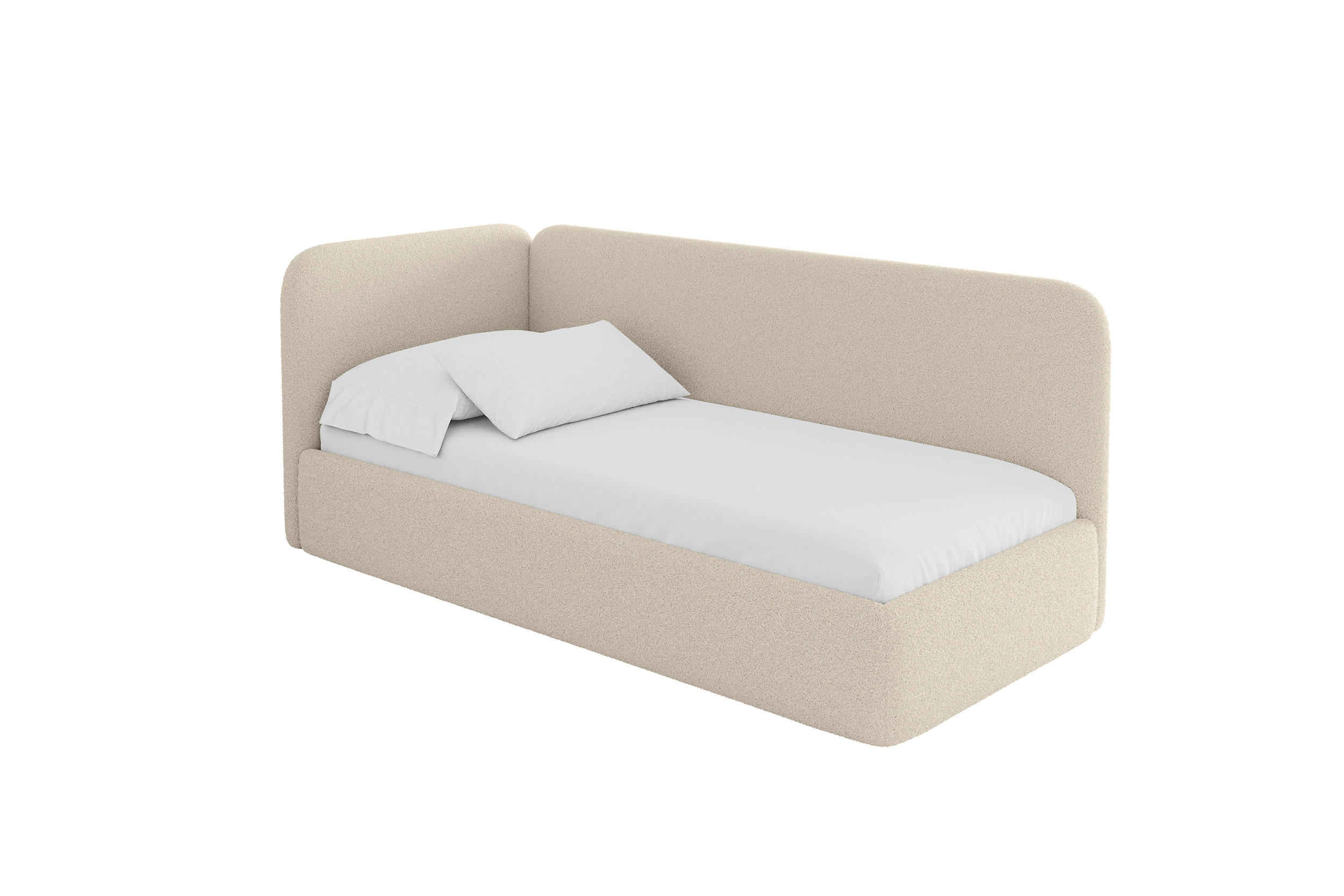 EINZELLBETT Jugendbett mit Bettkasten und Matratze H3/H4, Rechts - ELSY 90x200 Dunkelbeige - Taupe, Holzwerkstoff/Textil (90/200cm) - ALTDECOR