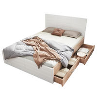 DOPPELBETT 160/200 cm Eiche und Weiß mit 2 Schubladen und Lattenrost mit Matratze - Weiß, Holzwerkstoff (160/200cm) - OKWISH
