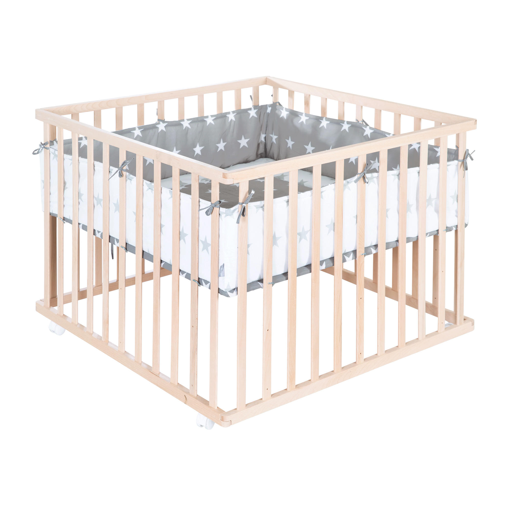 LAUFGITTER 100x100, Little Stars - Naturfarben, Holzwerkstoff (100/72.5/100cm) - Roba