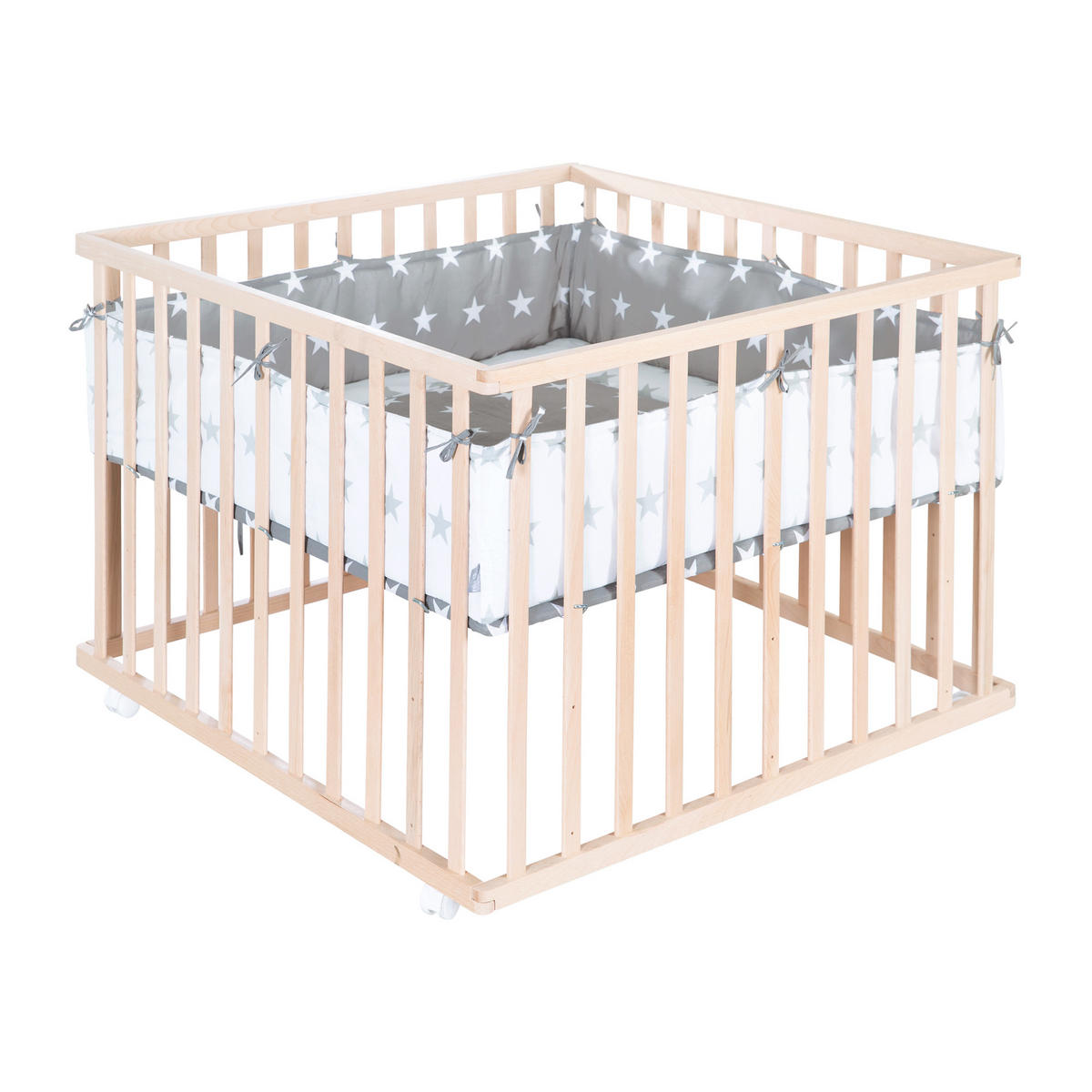 LAUFGITTER 100x100, Little Stars - Naturfarben, Holzwerkstoff (100/72.5/100cm) - Roba