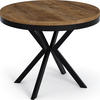 ESSTISCH Ross runder ausziehbarer, Lefkas Eiche 90-170/90/76 cm - Alteiche/Schwarz, Holzwerkstoff/Metall (90/90/76cm) - WFL GROUP