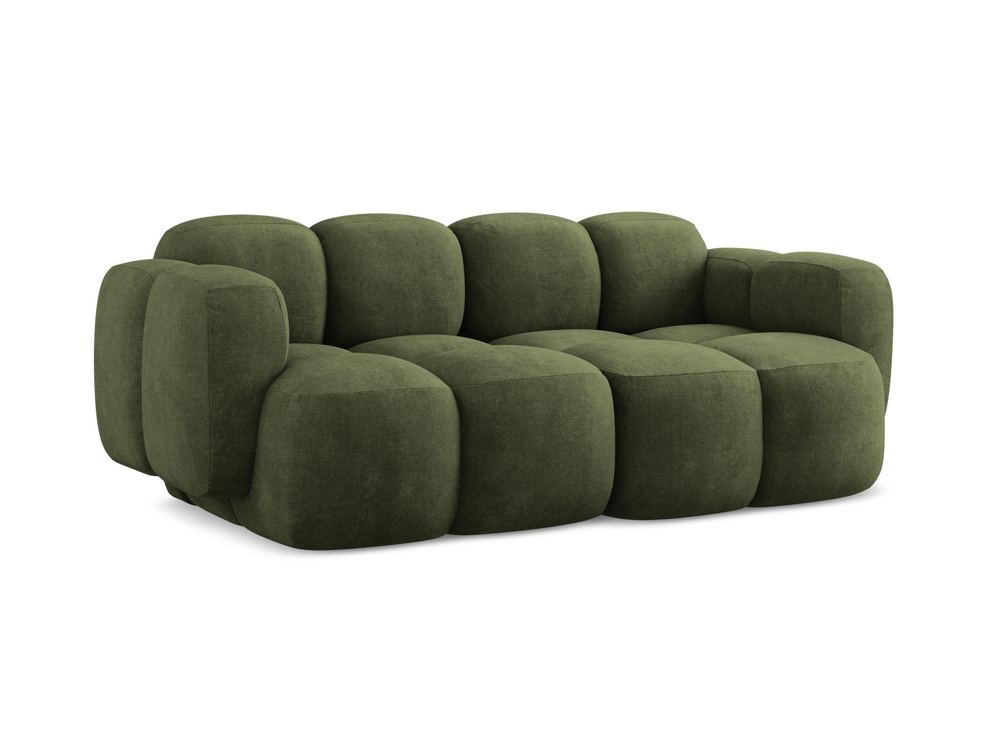 2-SITZER SOFA Chenille Stoff Grün - Schwarz/Olivgrün, Holzwerkstoff/Kunststoff (210/72/115cm) - Makamii