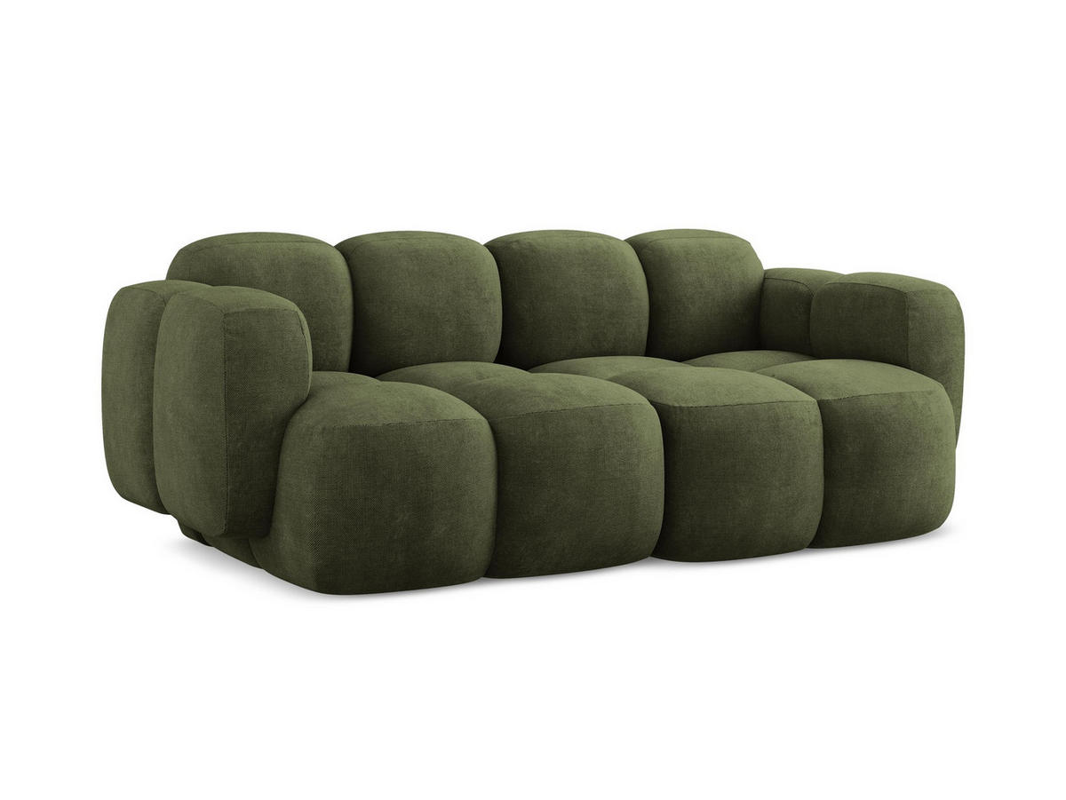 2-SITZER SOFA Chenille Stoff Grün - Schwarz/Olivgrün, Holzwerkstoff/Kunststoff (210/72/115cm) - Makamii