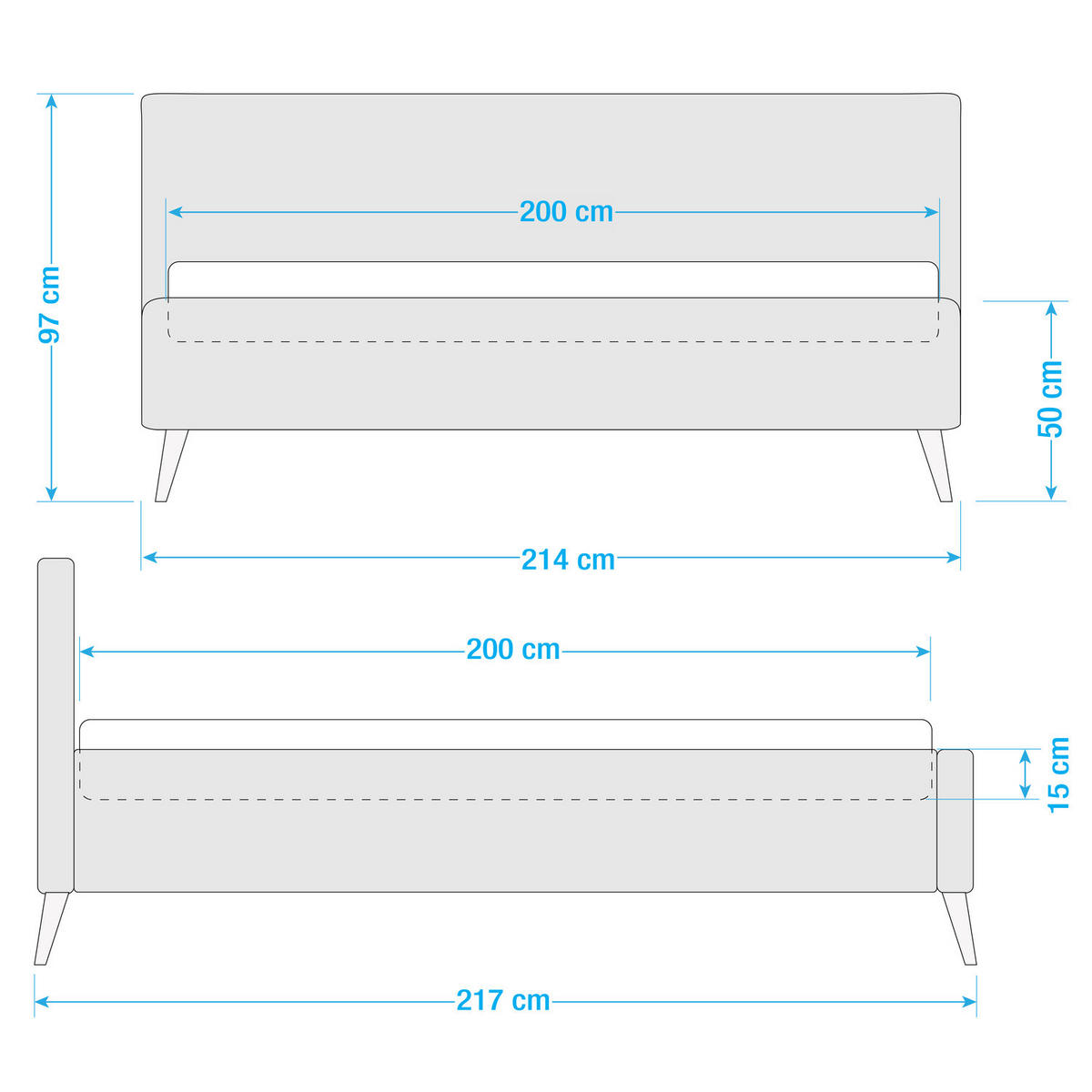 POLSTERBETT - Mintgrün, Textil (200/200cm) - home24